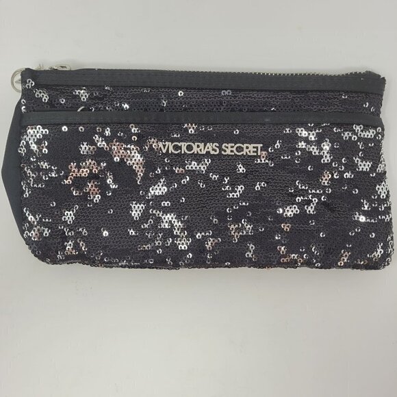 Victoria's Secret Vintage Black/Silver Sequined Clutch - Picture 1 of 9